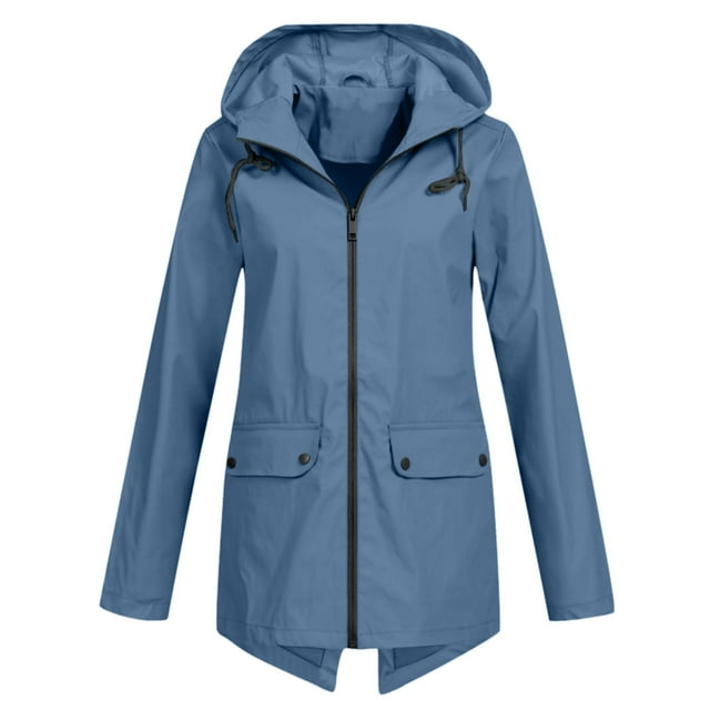 Kcodviy Veste Légère pour Femmes, Taille Unique, Extérieure, avec Capuche, Coupe-Vent, Décontractée, 2 Pcs
