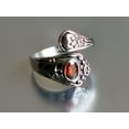 thumbnail image 2 of Stainless Steel Spoon Ring - Spoon Ring with Garnet Cubic Zirconia & Flower by Mdream, 2 of 4