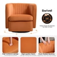 thumbnail image 5 of Bonzy Home Two-Tone 360° Swivel Accent Chair, Modern Upholstered Barrel Chair with Contrast Color, Comfy Swivel Armchair for Living Room Bedroom, Orange/Gray, 5 of 8