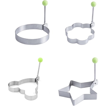 Egg Ring Molds For Cooking Pancake Molds Different Shapes Fried Egg MouldBreakfast Kit Egg Molds Nonstick Egg Rings For Fried Egg, Pancakes, Sandwiches 4 Pcs(Color:H)