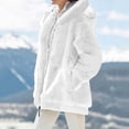 thumbnail image 6 of Women's Fuzzy Fleece Jacket Hooded Color Block Patchwork Cardigan Coat Winter Warm Sherpa Outerwear with Pocket, 6 of 7