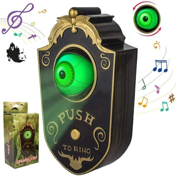 Halloween Decor - Household Doorplate - Doorbell - Halloween Doorbell Scary Glowing Eyeball Secret Room Props Halloween Eyeballs Bar with Sound Realistic Halloween Door Bell for Halloween Easter