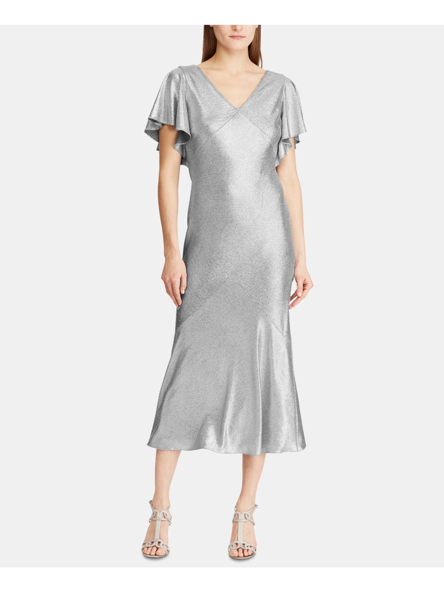 silver short sleeve dress