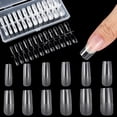 thumbnail image 1 of 240 puntas de uñas postizas de cobertura completa, largas y transparentes, para práctica de uñas de gel., 1 of 4