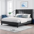 Allewie Queen Size Platform Bed with Wingback Fabric Upholstered Square
