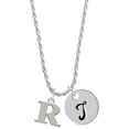 thumbnail image 1 of Delight Jewelry Silvertone Large Initial - R - Silvertone Script Initial Disc - T - Charm Necklace, 20"+3", 1 of 4