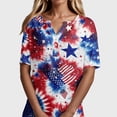 thumbnail image 4 of KDDYLITQ 250th Anniversary Usa Shirt Womens 250th Anniversary Printed Short Sleeve T-Shirts Flag Button V Neck Baggy Tees 2026 Tops Sky Blue S, 4 of 5