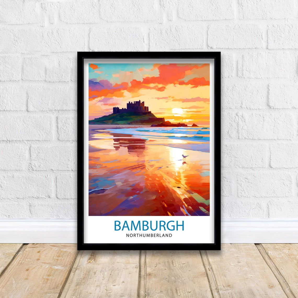 Bamburgh Travel UK Poster Travel Inspired Home Office Gallery Wall And Home Decor