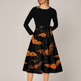 thumbnail image 5 of WTOBBY Women's Fashion Round Neck Casual Slim Halloween Printed Long Sleeve Audrey Hepburn Style Dress with Retro Design for Party and Everyday Wear ,Black L, 5 of 5