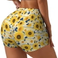 thumbnail image 1 of Fotbe Navy Blue Leaf Sunflower Shorts Sin Costuras – Shorts Deportivos de Cintura Alta para Mujer, Elásticos para Gimnasio, Yoga, Running o Ciclismo-X-Large, 1 of 8