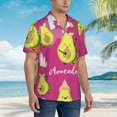 thumbnail image 5 of Haiem Pink Green Avocado Printed Hawaiian Shirt for Men - Men’s Casual Beach Summer Shirts - Stretch Fabric with Modern Fit-3X-Large, 5 of 9