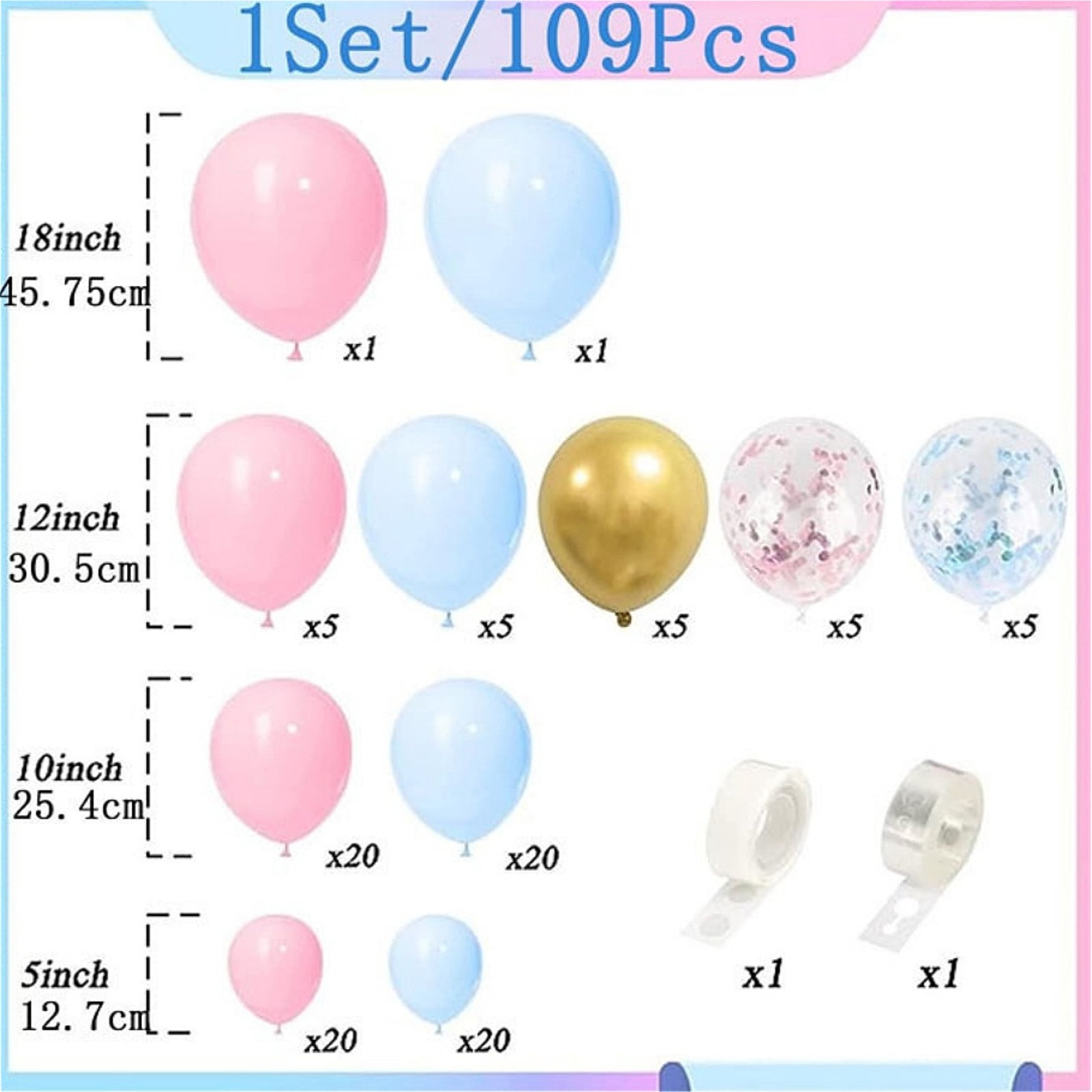 109PCS Pink and Blue Balloon Garland Arch Kit, Graduation Balloons , Happy Birthday Balloon ,2025 Balloons for Birthday Boho Wedding Baby Shower Bridal Shower Anniversary Decorations