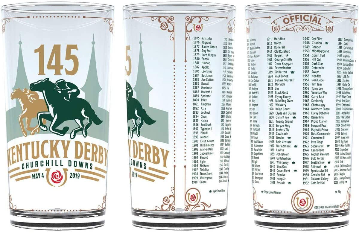 Official 2019 Kentucky Derby 145 Mint Julep Glass & Kentucky Oaks Wine Glass Set 