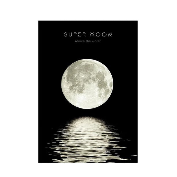 Pintura nórdica moderna en lienzo, póster de paisaje marino de Luna, pintura de paisaje para decoración de sala de estar, imágenes artísticas de pared sin marco