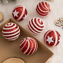 Kbndieu Christmas Balls Ornaments for Xmas Tree, 6Pcs 3.15" Shatterproof Christmas Tree Hanging Ornaments Plastic Xmas Balls Decorations for Wreath Garland Holiday Indoor Party, Red