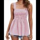 thumbnail image 1 of Camisetas Sin Mangas para Mujer, Blusas de Verano A con Fruncido, Cuello Cuadrado, Sin Mangas, Camisa Babydoll, Rosa, XL, 1 of 9