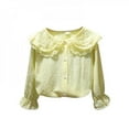 thumbnail image 4 of Keimprove Girl Style Lapel Blouse With Flared Sleeves Autumn Cotton Baby Toddler Teen Princess School Girls Blouse, 4 of 5