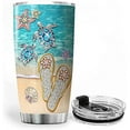thumbnail image 2 of Athenstics Stainless Steel Tumbler 20oz Some Girls Are Just Born With The Beach In Their Souls Beach Lover Mug With Lid Turtle Starfish Going To The Beach Gifts Insulated Cup, 2 of 6