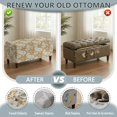 thumbnail image 5 of Jiueut Paisley Flower Pattern Rectangle Ottoman Cover, Stretch Folding Storage Bench Slipcover Washable Footrest Stool Cover with Elastic Bottom, Furniture Protector for Living Room Bedroom, S, 5 of 7