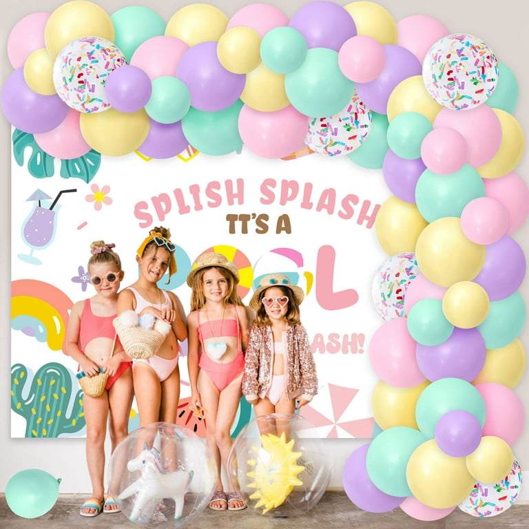 Pastel Pool Party Decorations Macaron Balloon Garland Splish Splash Pool  Party Backdrop for Girls Women Summer Beach Pool Theme Birthday  Bachelorette