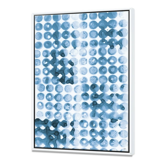 Designart ' Indigo watercolor geometrical II ' Contemporary Framed Canvas