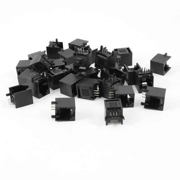 Unique Bargains 30pcs 90 Degree Push in RJ12 6P6C Network PCB Jacks Socket Connector Black