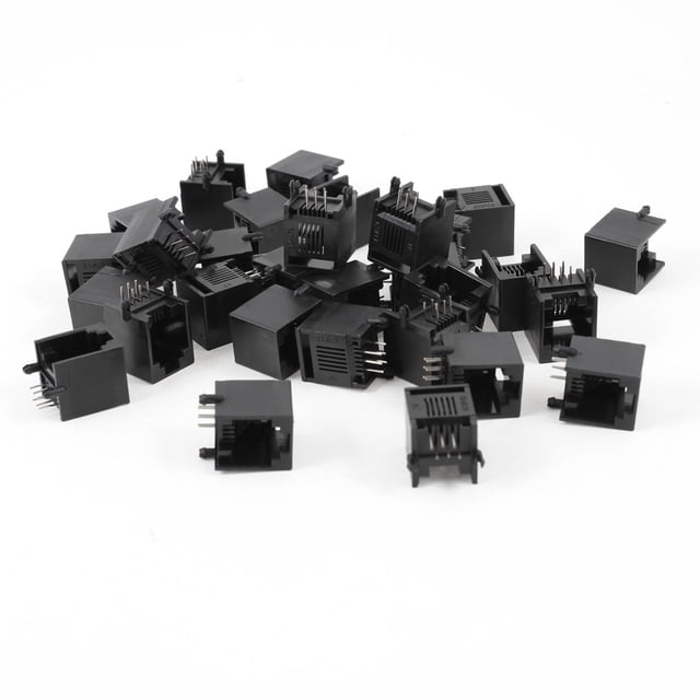 30 Pcs Conectores Modulares PCB RJ12 6P6C de Plástico Negro Sin Blindaje