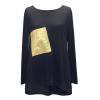 Camiseta Informal De Manga Larga Con Cuello Redondo Y Lentejuelas Para Mujer (Azul Marino)(L)-123148.11 Tmvgtek Mujer