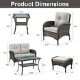 thumbnail image 2 of Opohoro 7-Piece Outdoor Conversation Set with Lounge Chairs, Patio Loveseat and Ottomans, Coffee & Side Tables, Brown/Beige, 2 of 12