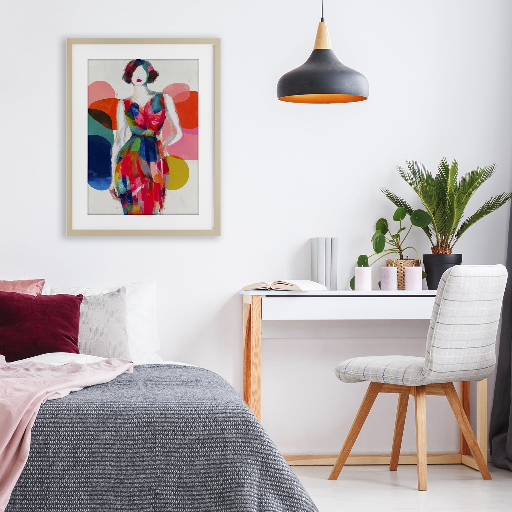 Stupell Industries Deco Fashion Woman Birch Framed Print Under Glass, design by Chromatic Storm Studio