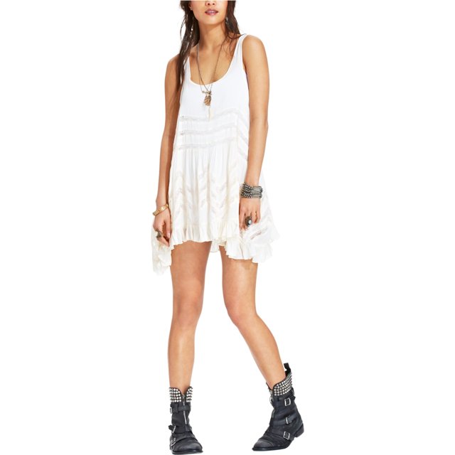 Free People Womens Lace Slip Trapeze Dress, orange, M