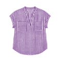 thumbnail image 6 of VBVC Women's Striped V Neck Tops , Summer Casual Loose Blouses For Women,Ladies' Dolman Sleeve Tunic Shirts with Pockets,Purple,S-2XL, 6 of 10