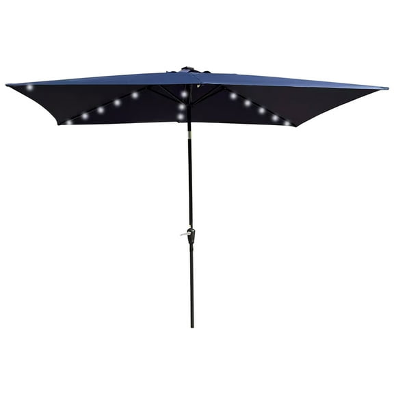SBYOJLPB 10 * 6.5 Ft Rectangular Patio Solar LED Lighted Outdoor Market Umbrellas with Crank and Push Button Tilt for Garden Shade and Swimming Pool