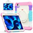thumbnail image 2 of Case for iPad Pro 11 inch 2022/2021/2020/2018 iPad 11 4th/3rd/2nd/1st Gen, 360 Rotating Stand Handle Shoulder Strap Heavy Duty Shockproof Cover, Rainbow Pink, 2 of 7