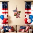 thumbnail image 4 of erdimoy 4th of July Patriotic Star Wooden Door Hanger, 19.68in USA Flag Star Wreath Sign with Berries Bow for Independence Day Front Door Porch Decor, 4 of 6