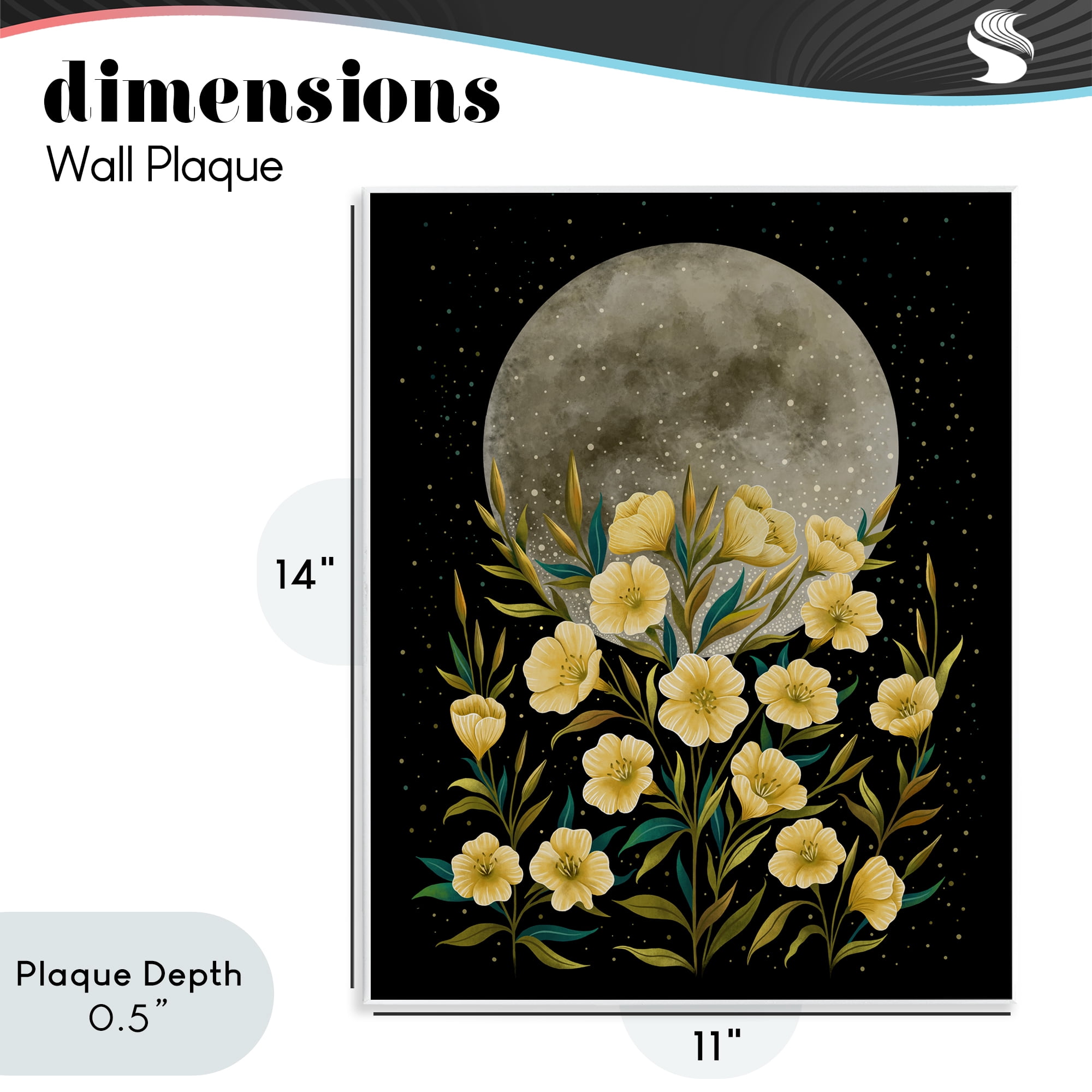 Stupell Industries Moon Greeting Yellow Flowers Wall Plaque Art, design by Episodic Drawings