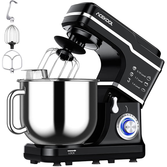 Dough Mixer 7.5 QT Electric Mixer - 660W 10 Speed Large Capacity Kitchen Stand Mixer with Whisk Dough Hook Mixing Beater Household Food Mixer for Baking Cakes Cookie Bread Salad