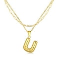 thumbnail image 2 of 18K Gold Plated Initial Necklaces for Women - Layering Letter U Necklace Pendant Birthday Jewelry Gifts for Her, 2 of 9