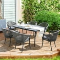 thumbnail image 6 of Nuu Garden 63x35'' 6-Person Aluminum Outdoor Dining Table,All Weather Outdoor Slat Rectangle Dining Table with Umbrella Hole,Bistro Table for Garden, Backyard, Dark Grey, 6 of 10