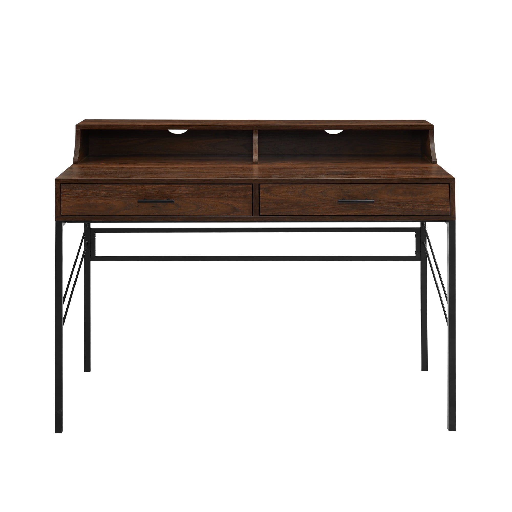 Manor Park Modern Eclectic 2 Drawer Hutch Desk, Dark Walnut