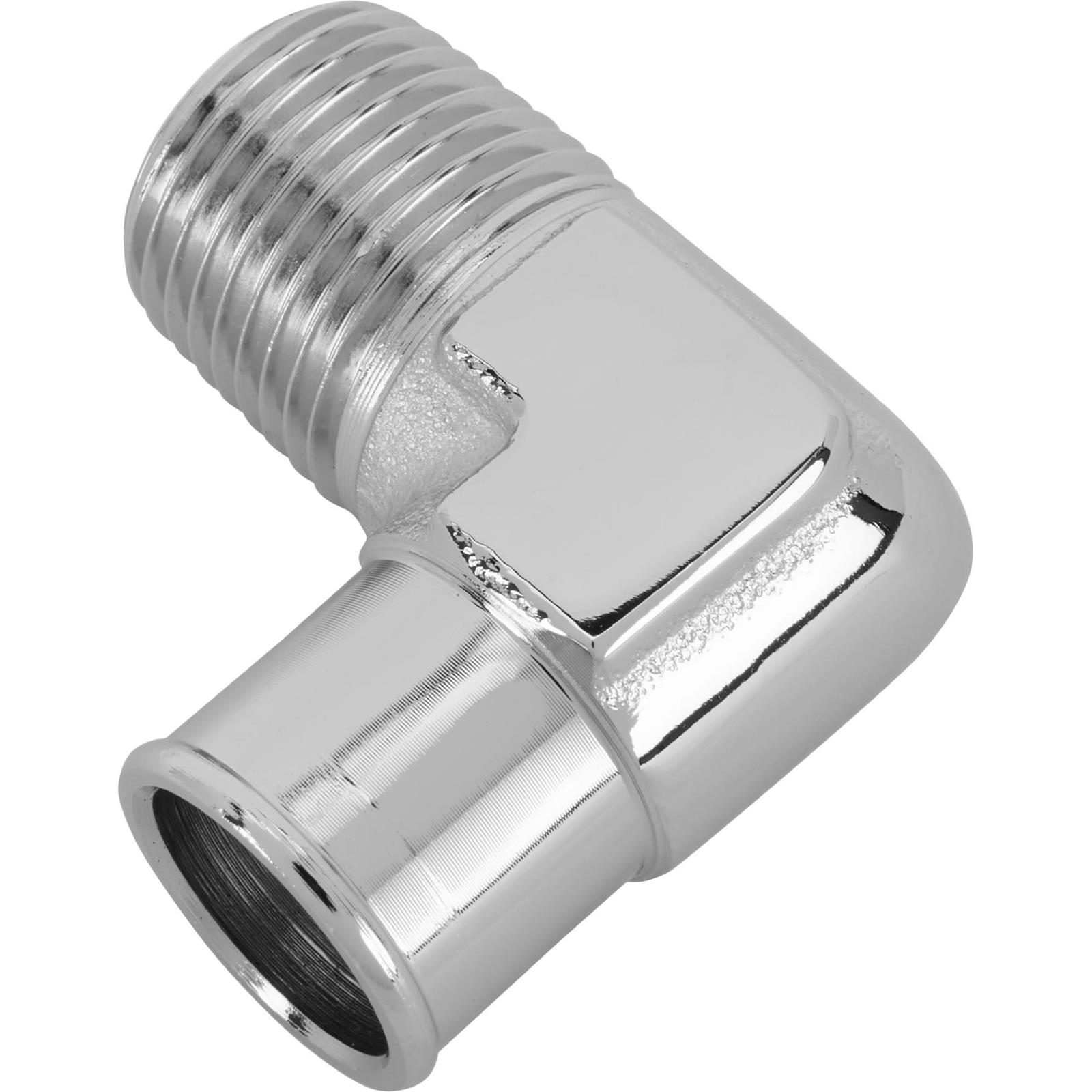 Speedway Motors Chrome 90 Degree Heater Hose Fitting for 3/4 Inch Hose with 1/2 Inch NPT Thread, Universal Fit for Intake or Water Pump Applications