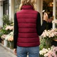 thumbnail image 6 of Sevevn Women's Quilted Puffer Sleeveless Vest Stand Collar Zip‑Up Lightweight Padded Gilet with Zipper Pockets Fall Winter Outerwear Wine S, 6 of 7