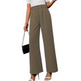 thumbnail image 2 of LYMAYTER XS-XL Women Work Pants Business Casual Loose High Waist Office for Pants Trousers with Pockets, 2 of 7