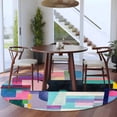 thumbnail image 3 of Round Rugs 5Ft, Colorful Geometric Round Area Rug Washable Indoor Throw Carpet, Color Block Modern Abstract Soft Non Slip Circle Rug for Cabinet Bathroom Home Decor Aesthetic, 3 of 8