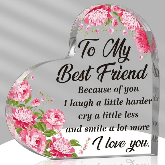 Best Friends Gifts for Women Acrylic Heart Friendship Table Decorations Keepsake and Paperweight Appreciation Long Distance Gifts for Best Friend Sister Girls Women Birthday Graduation