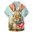 thumbnail image 3 of VBTAPA Mens Spring Shirts Happy Easter Day Rabbit Eggs Print Button Down Shirt Short Sleeve Hawaiian Beach Party Tops on Clearance Multicolor S, 3 of 6