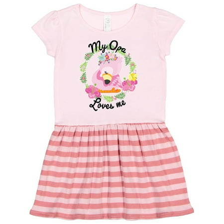 

Inktastic Baby Flamingo My Opa Loves Me with Flower Wreath Gift Toddler Girl Dress