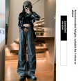 thumbnail image 1 of Pantalones cargo de mujer nuevos de primavera 2024, pantalones acampanados de estilo americano con bolsillos grandes, pantalones holgados, drapeados, de dos piezas, largos hasta el suelo, 1 of 4