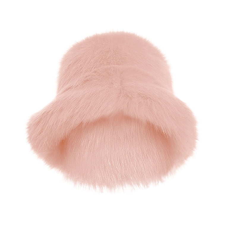 Winter Plush Faux Fur Bucket Hat with Adjustable Drawstring Faux Fur Bucket Hat for Women, Plush Fuzzy Winter Fisherman  main image 4