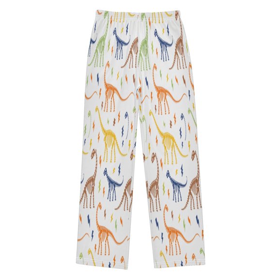 Boys Long Pajama Pants Soft Sleepwear Kids Lounge PJ Bottoms with Side Pockets for Home Long-necked Sauropod Dinosaur Pattern Small